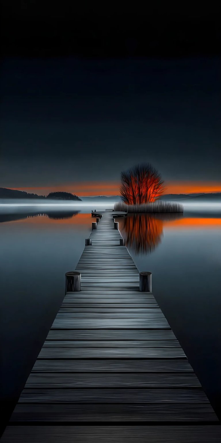 Dark wooden pathway iPhone wallpaper 4K