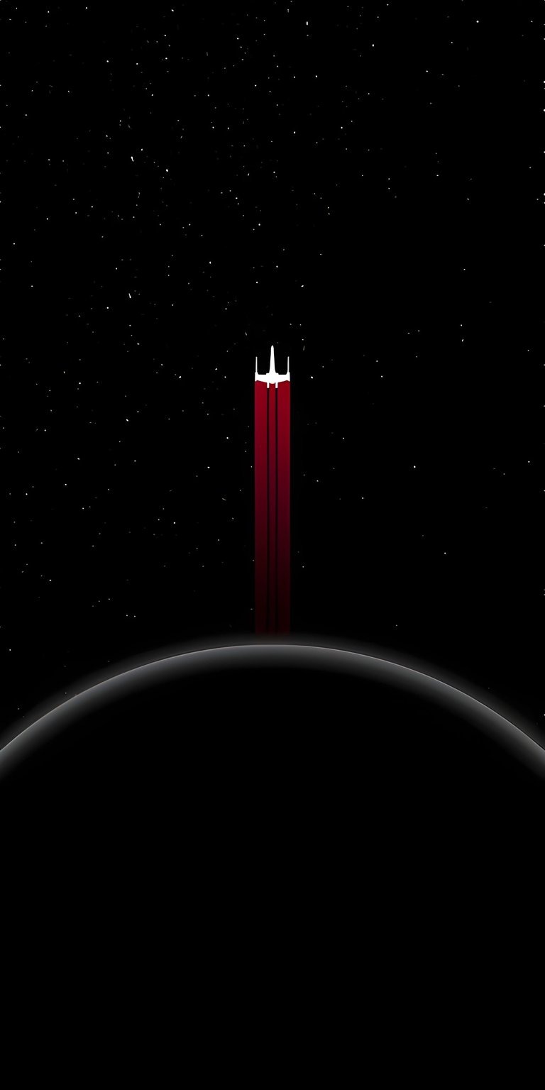 Upgrade your iPhone with this SpaceX Starship wallpaper featuring the iconic spacecraft ascending against a dark planetary horizon. This 4K mobile wallpaper utilizes a deep black aesthetic and vibrant red engine plumes for a sharp, cinematic look.