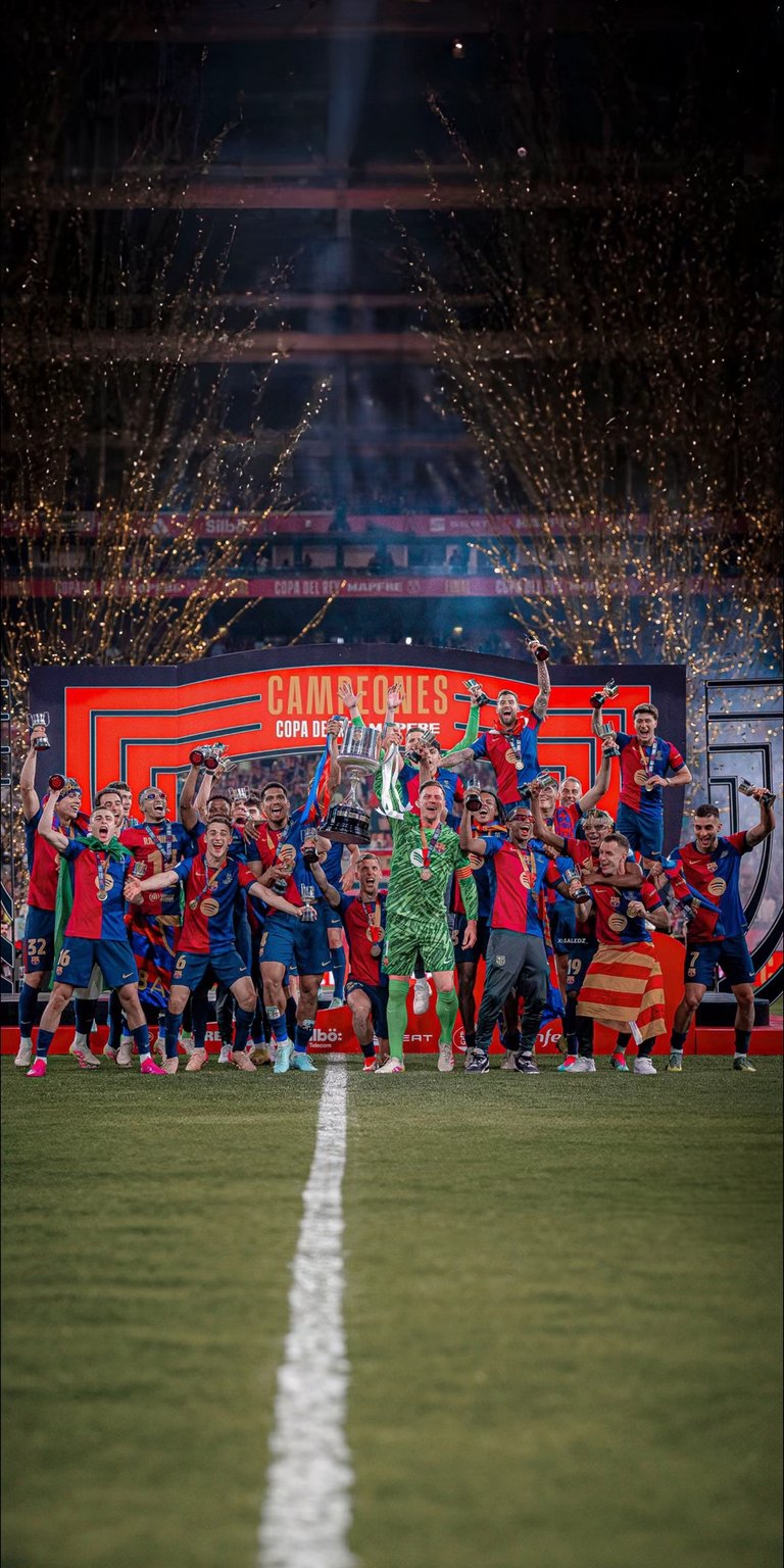 FC Barcelona team celebrating their win wallpaper 4k for iPhone