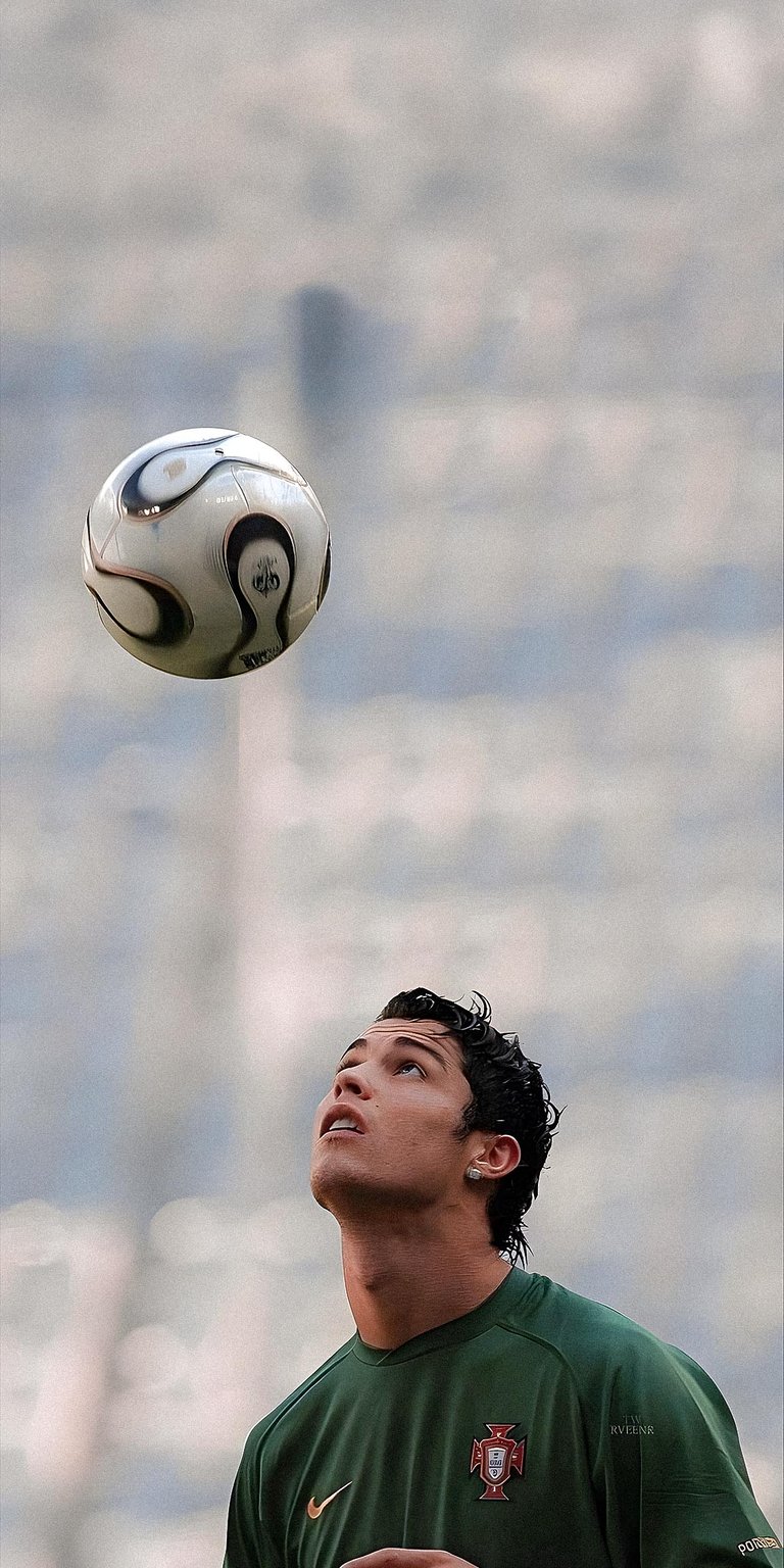 Cristiano Ronaldo catching a ball with his head wallpaper