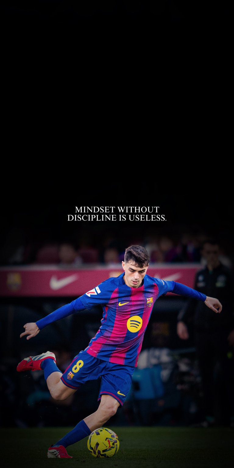 Download this stunning Pedri 4K wallpaper for your iPhone, featuring the Barcelona midfielder in action. The wallpaper highlights Pedri's striking blue and red jersey, his number 8 on his shorts, and the vibrant yellow soccer ball.