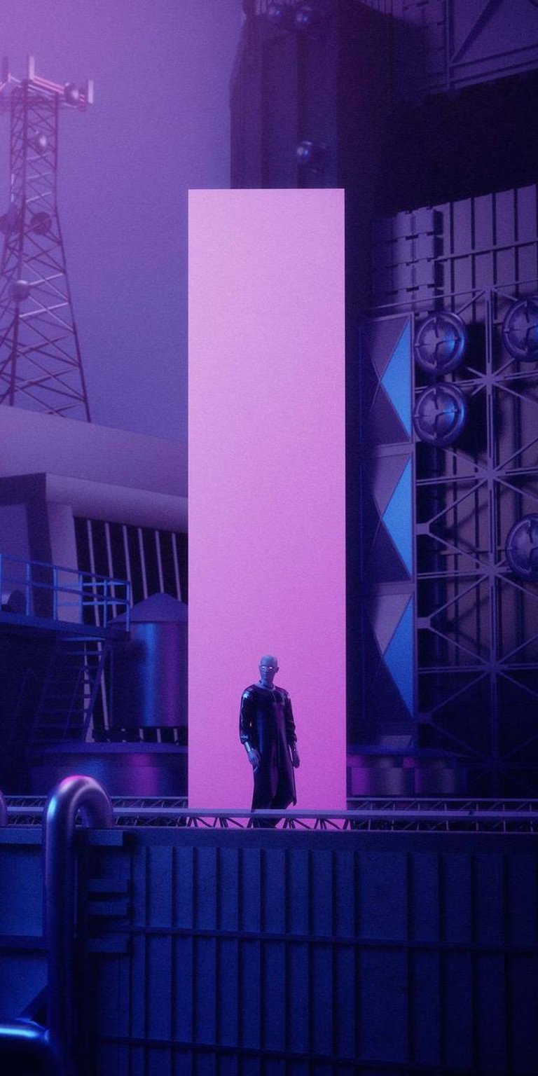 Dark place man standing mobile wallpaper