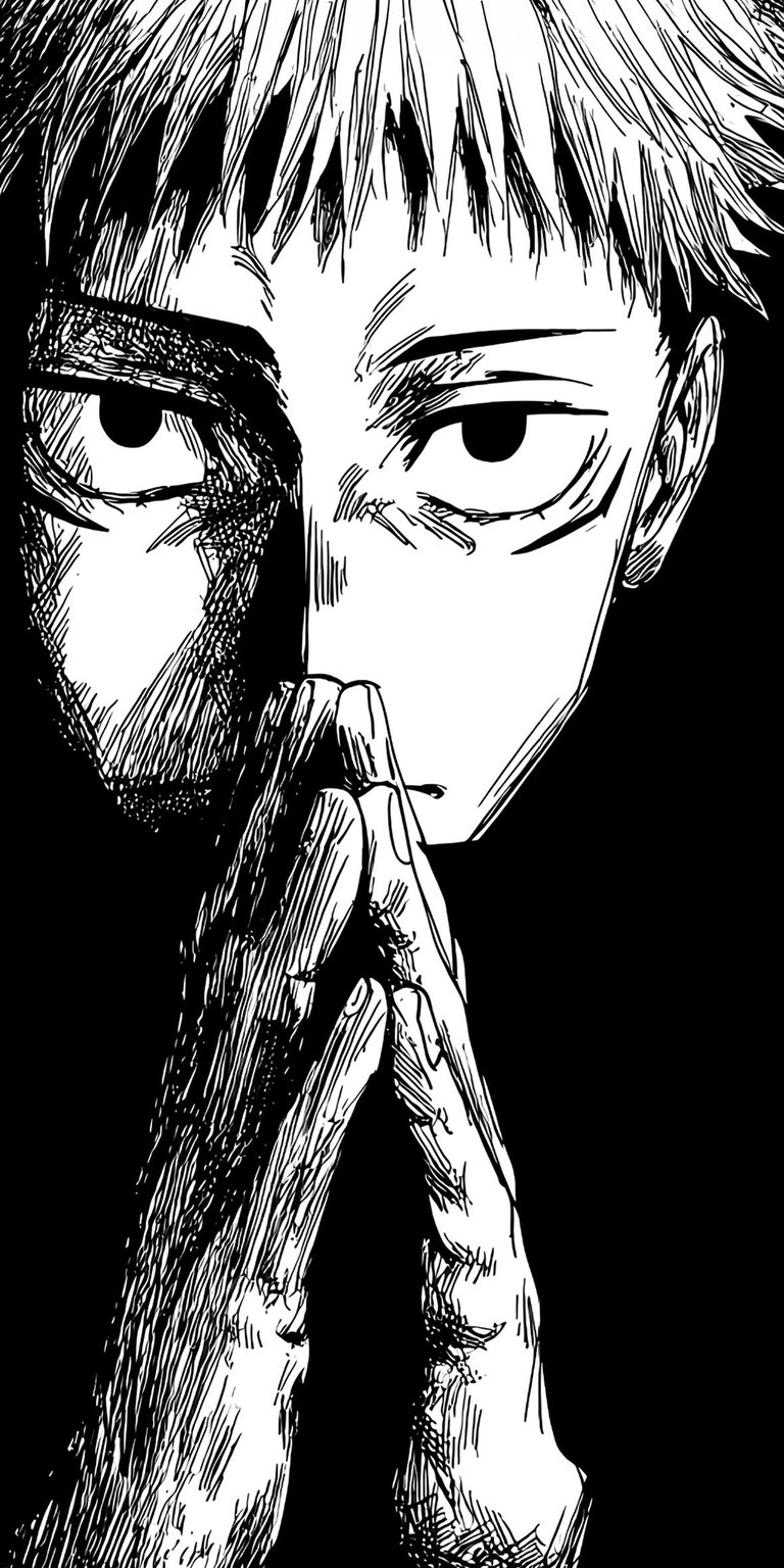 Yuji Itadori black and white wallpaper 4K iOS