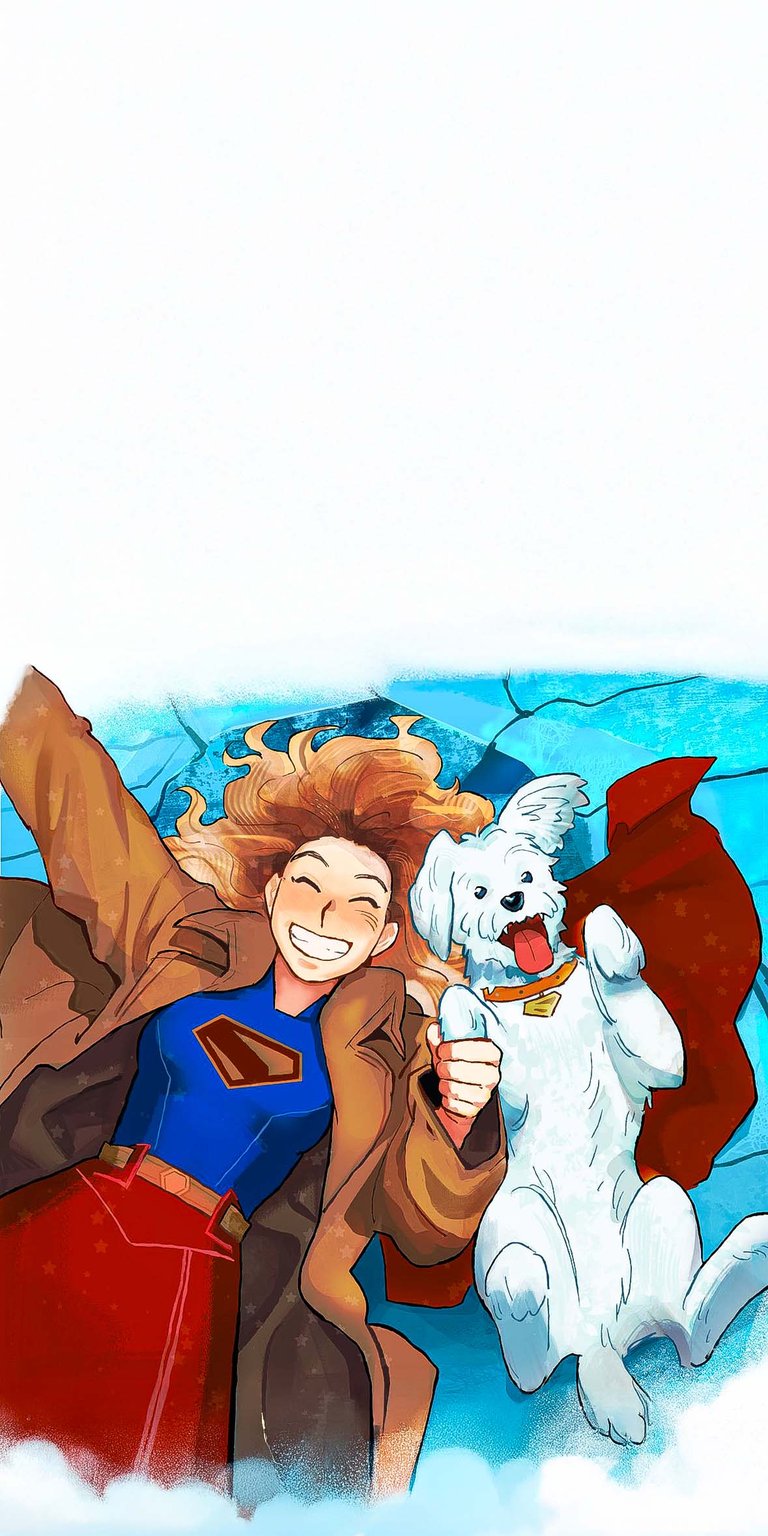 Supergirl art with dog wallpaper for iPhone