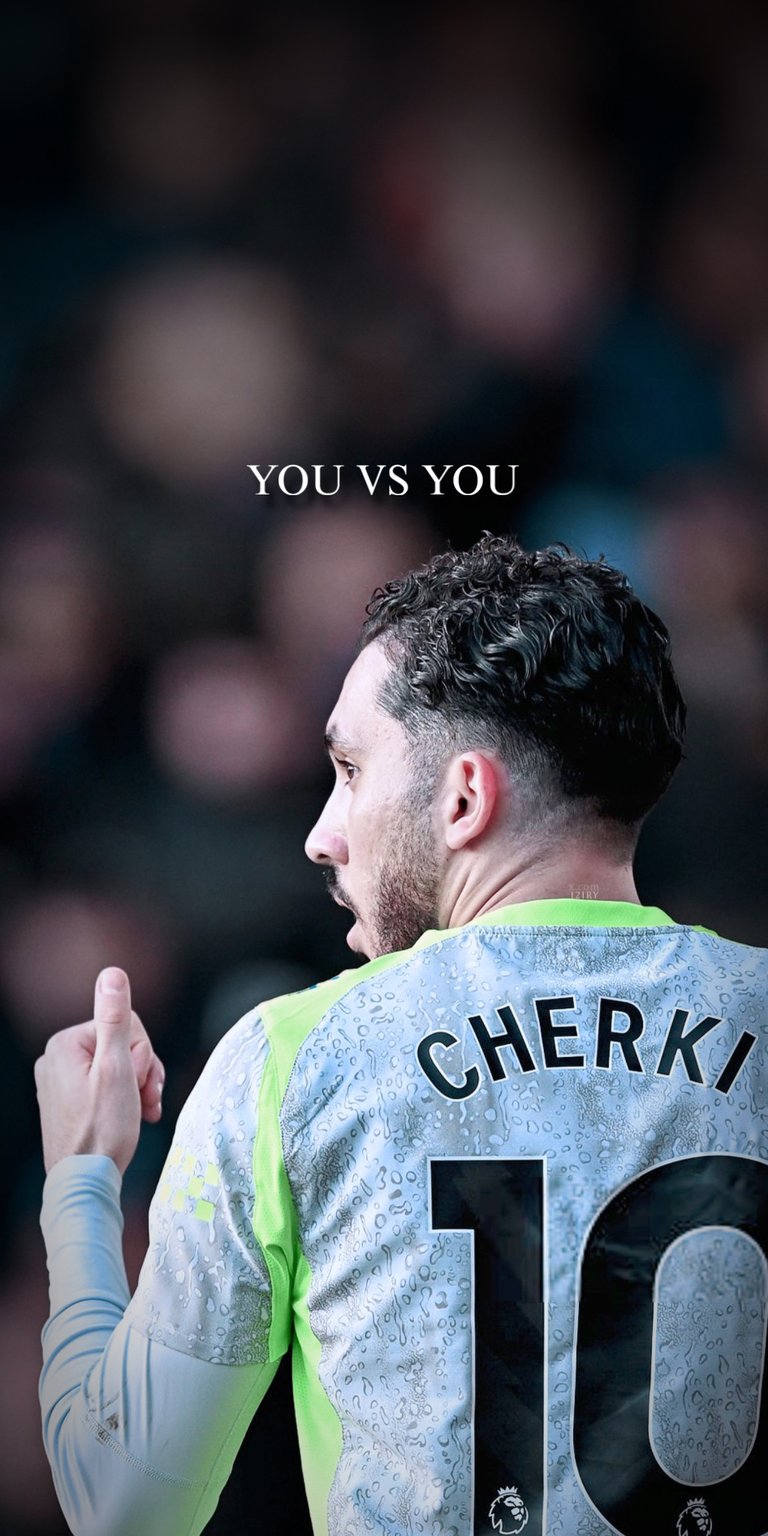 Focus on your own growth with this Rayan Cherki live wallpaper. Featuring the Lyon standout from behind, the design highlights his name and number while displaying the psychological mantra "YOU VS YOU" centered at the top. This wallpaper blends high-quality sports action with a "grindset" aesthetic, perfect for those who appreciate both technical football skill and the mental game of self-improvement.