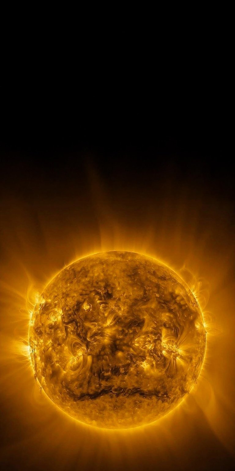 Sun in space solar flares and coronal loops iPhone wallpaper 4K