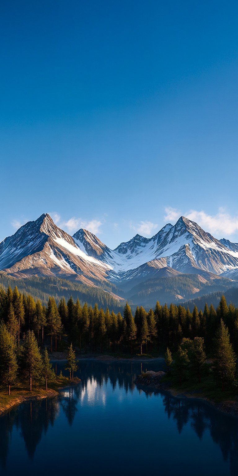 Scenic mountain and lake landscape wallpaper iPhone 4K