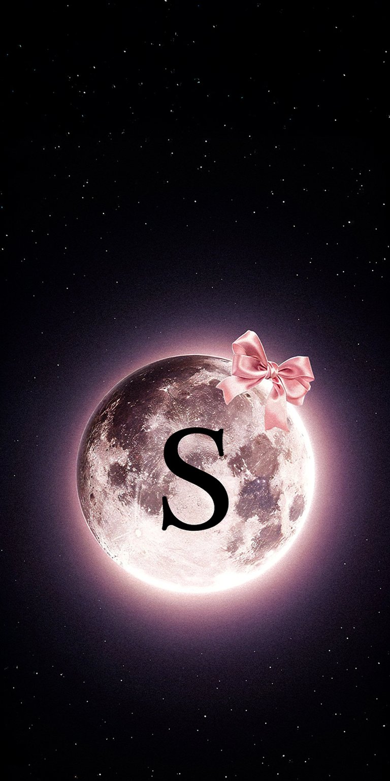 Pink moon letter S wallpaper iPhone 4K