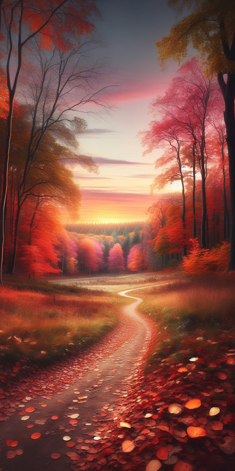 Fall season in a sunset wallpaper HD mobile