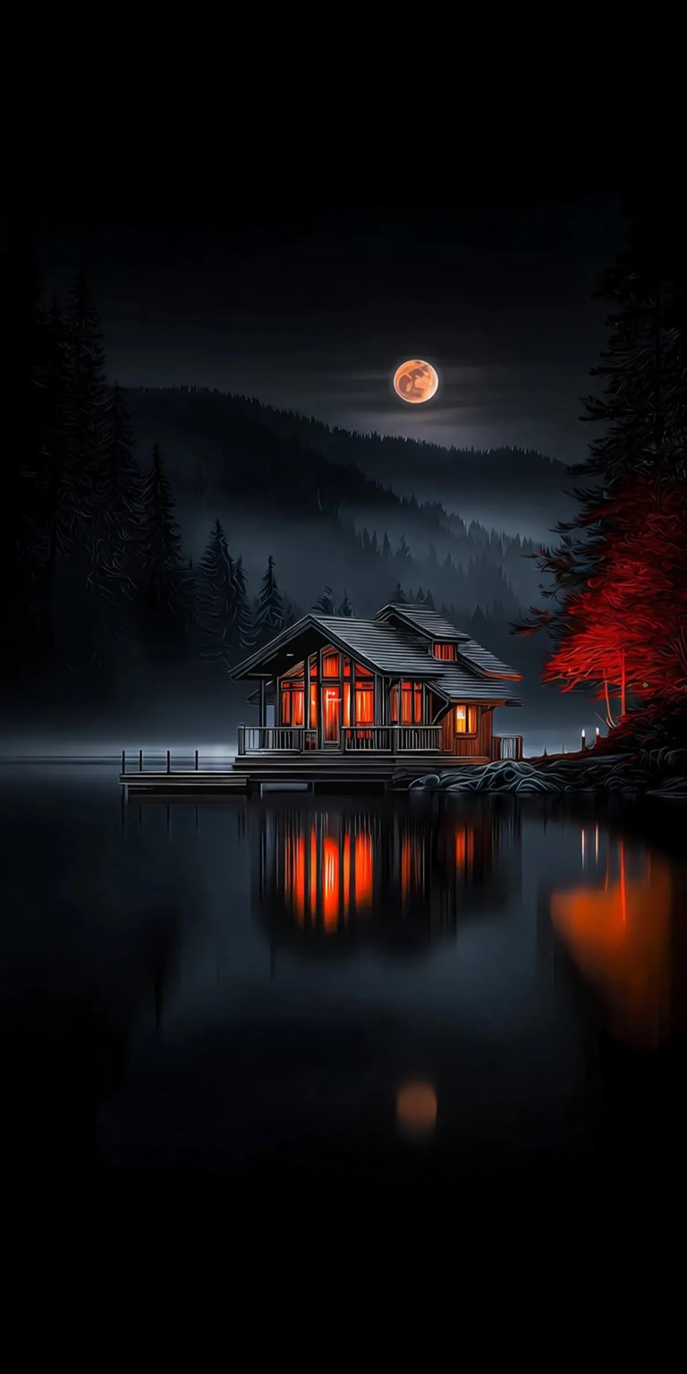Cabin in the woods dark iPhone wallpaper 4K