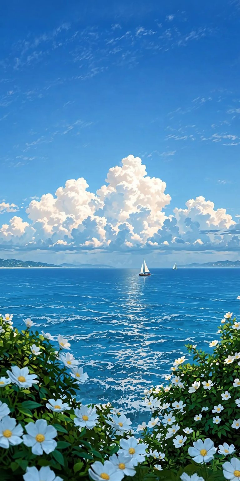 Flowers ocean view iOS wallpaper HD