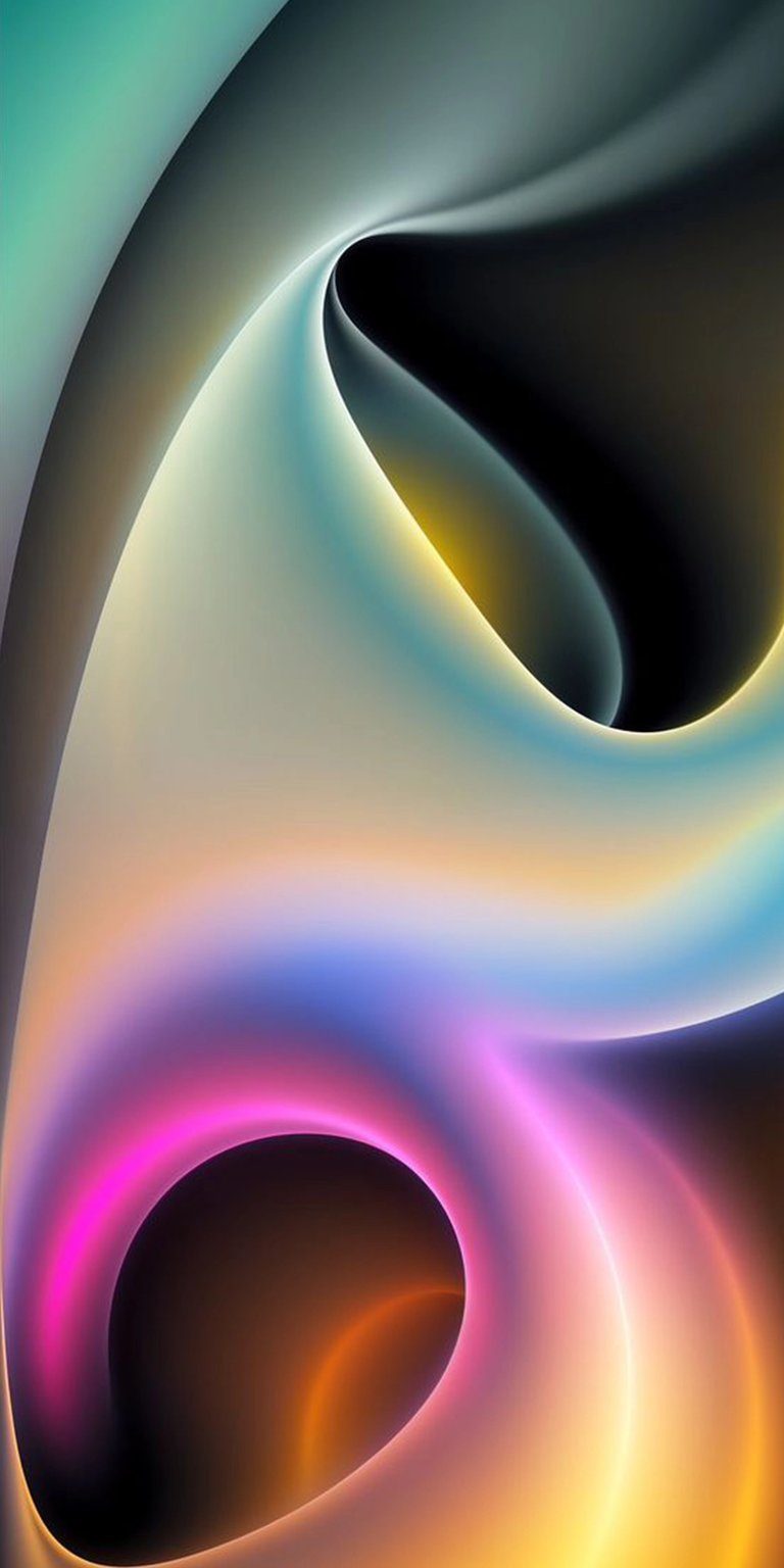 Download this stunning abstract wallpaper for your iPhone in crisp 4K resolution. The wallpaper features a swirling design with gradients of turquoise, pink, and gold.