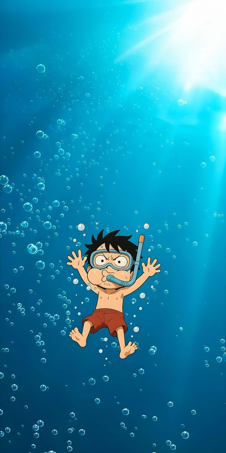 Monkey D. Luffy underwater art wallpaper HD iPhone