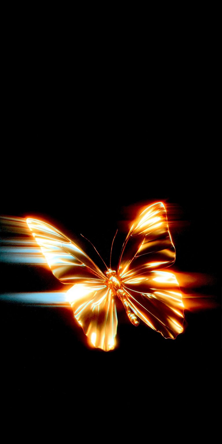 This stunning 4K wallpaper features a gold butterfly against a black background for your iPhone. Note the intense light beams and the reflective texture of its wings; this butterfly wallpaper is perfect for any mobile device!