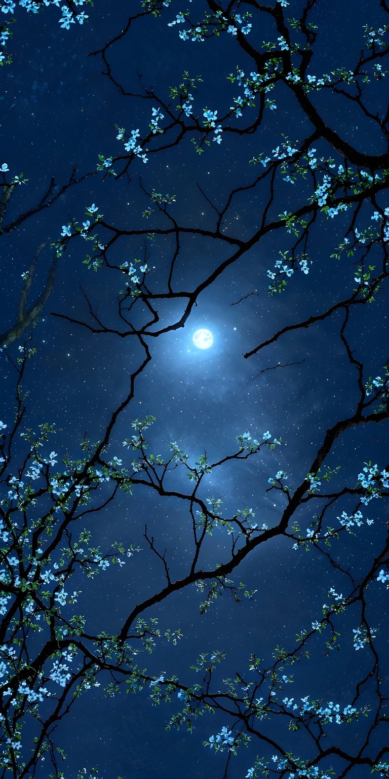 Transform your phone with this night moon blossom 3D wallpaper featuring delicate flowers under a glowing full moon. This 3D wallpaper creates a mystical and serene atmosphere for your iPhone lockscreen.
