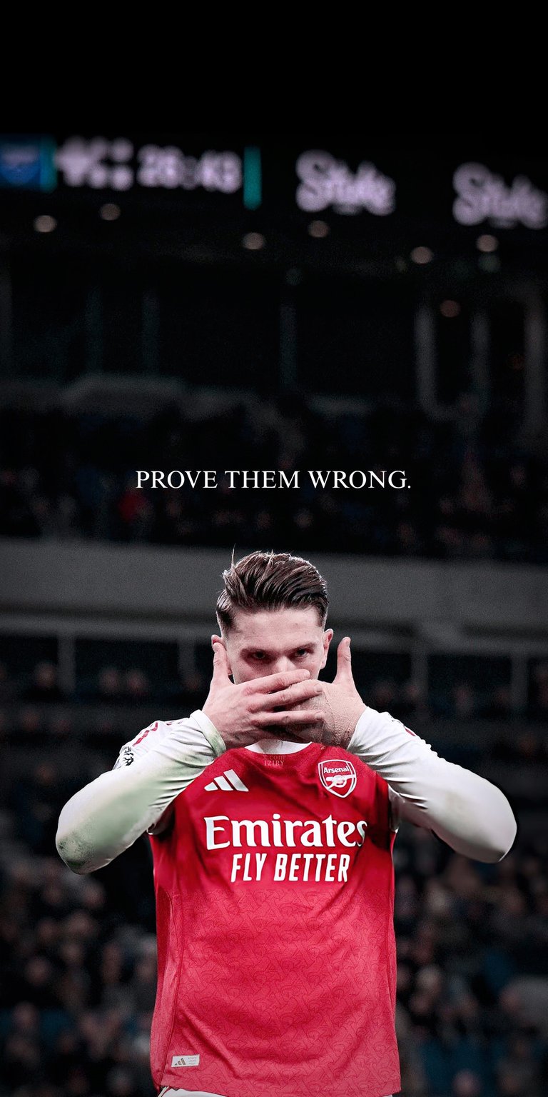 A bold concept wallpaper featuring Viktor Gyökeres in the Arsenal kit with his signature mask celebration. Includes the defiant "Prove them wrong" quote, perfect for Gunners fans looking for high-quality striker edits.