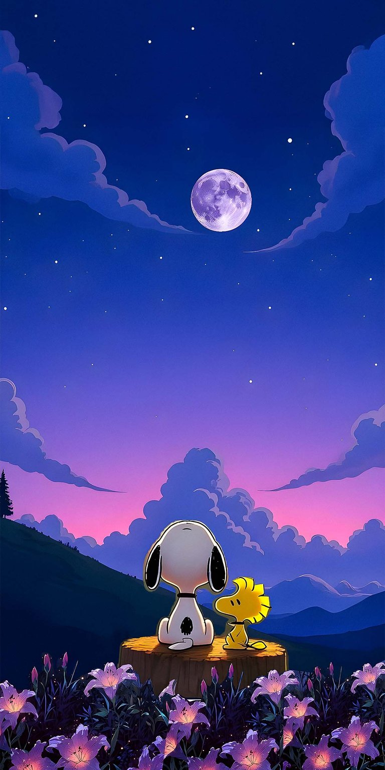 Snoopy watching moon wallpaper HD iPhone