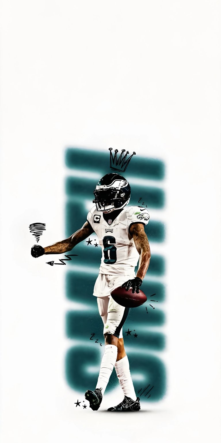 Download this amazing DeVonta Smith wallpaper in 4K for your iPhone! This electrifying wallpaper showcases Smith with a crown above his helmet and a tornado-like drawing near his hand.