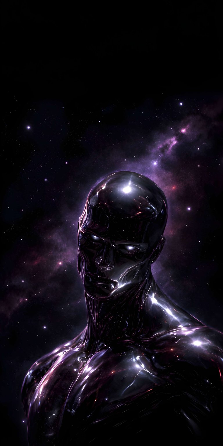 Get this sleek Silver Surfer 4K wallpaper for your iPhone, featuring a metallic humanoid figure against a cosmic backdrop. The detailed textures and glowing eyes make this wallpaper a must-have.