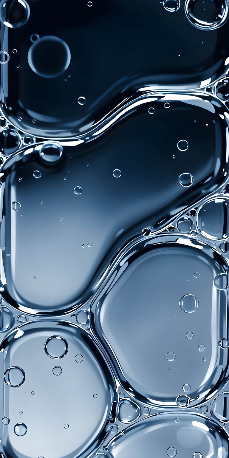 Water Bubbles 4K wallpaper featuring smooth translucent shapes with glossy reflections and cool blue tones. This abstract wallpaper gives your iPhone lock screen and home screen a clean, fluid, and modern look.