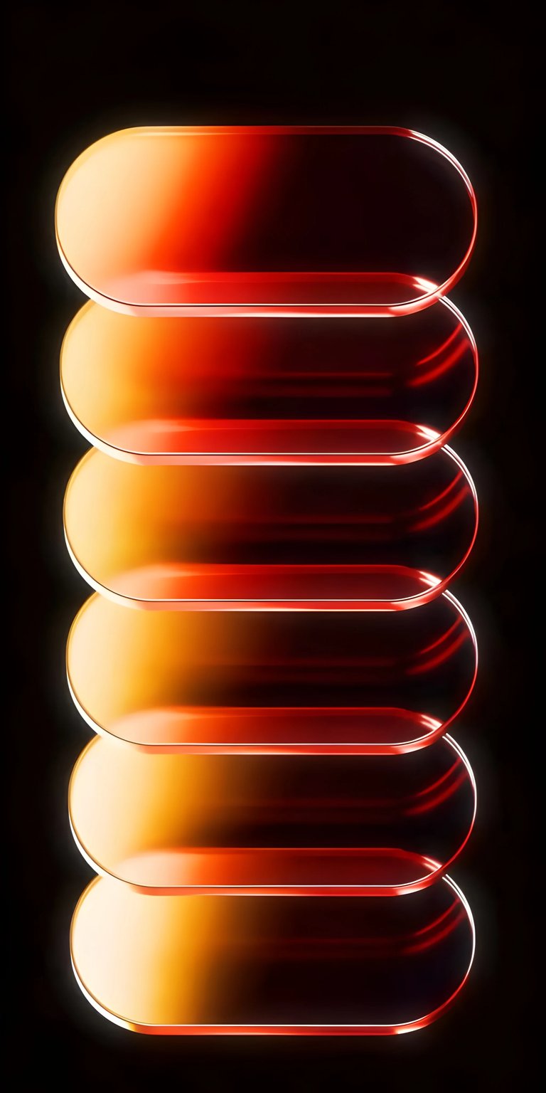 Download this stunning abstract bars 4K wallpaper for your iPhone today. This dynamic wallpaper features a stack of rounded, neon-lit bars with a gradient from gold to red and subtle streaks of light.
