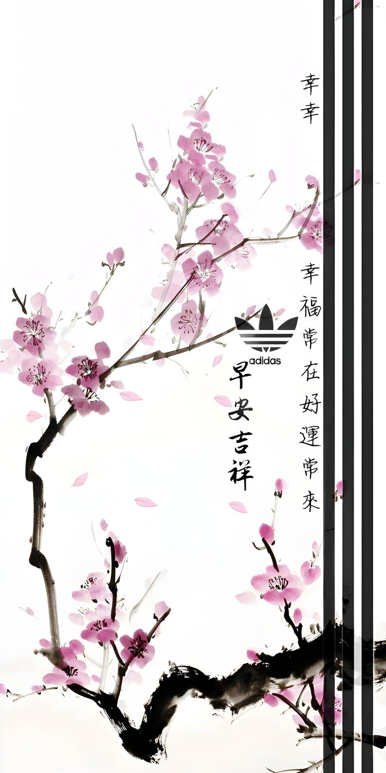 This elegant 4K wallpaper features delicate pink cherry blossoms alongside the iconic Adidas logo for a clean, minimalist aesthetic. It is the perfect 4K wallpaper for any iPhone user looking to blend traditional Japanese floral art with modern sportswear branding.