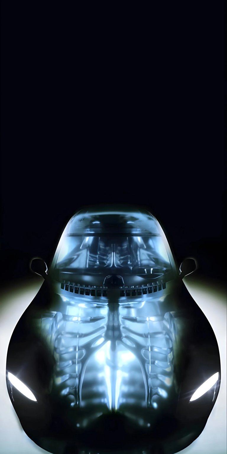 Download this Transparent Car wallpaper in stunning 4K for your iPhone, showcasing the glowing skeleton-like engine and sleek, rounded headlights. This unique car wallpaper brings a futuristic aesthetic to your device.