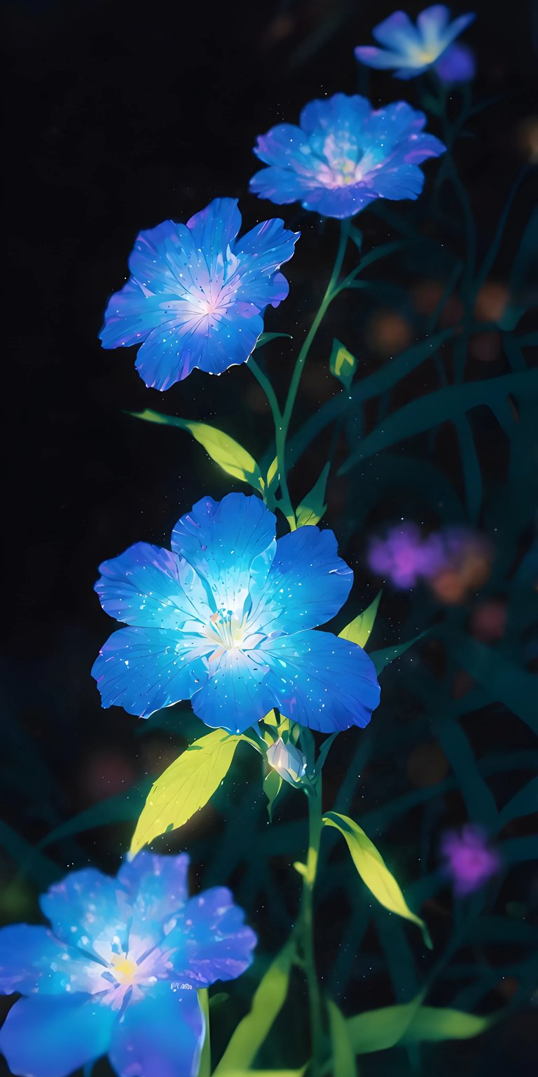 This vibrant linum lewisii 4K wallpaper is perfect for your iPhone, featuring a night bloom with sparkling pollen. With radiant leaves and a dark background, this wallpaper is a stunning choice.