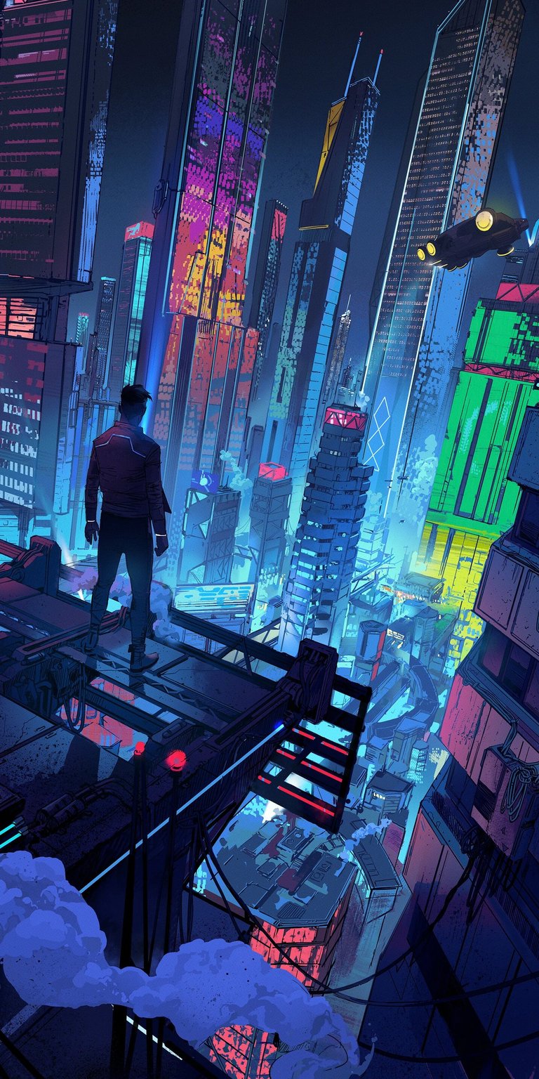 City colorful lights wallpaper mobile HD