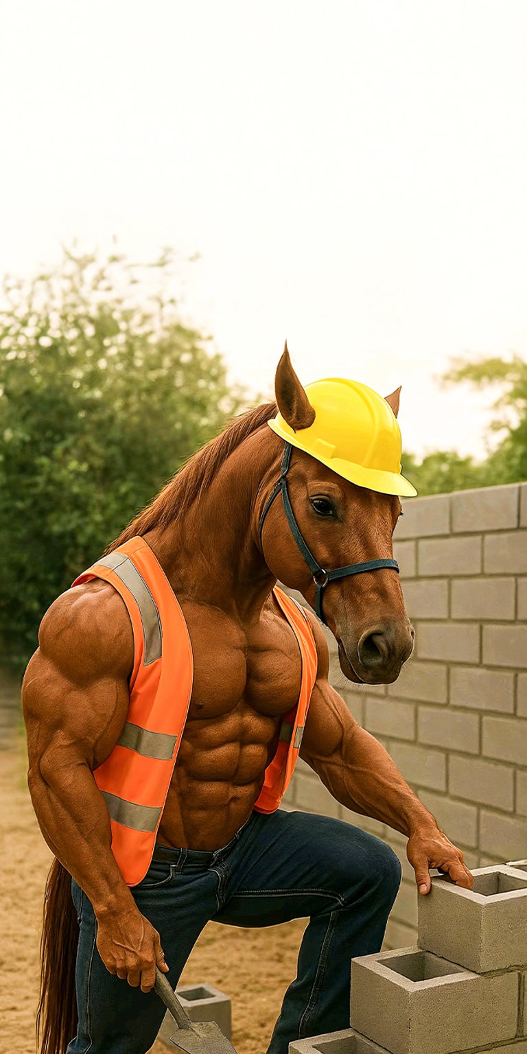 Horse construction worker memes wallpaper iPhone 4K