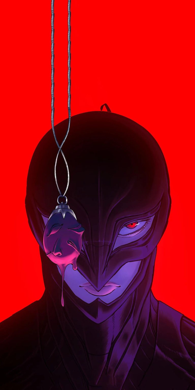 This Griffith wallpaper features his Femto form and the Crimson Beherit in a haunting red atmosphere. Perfect for iPhone users looking for dark and artistic aesthetic wallpapers.