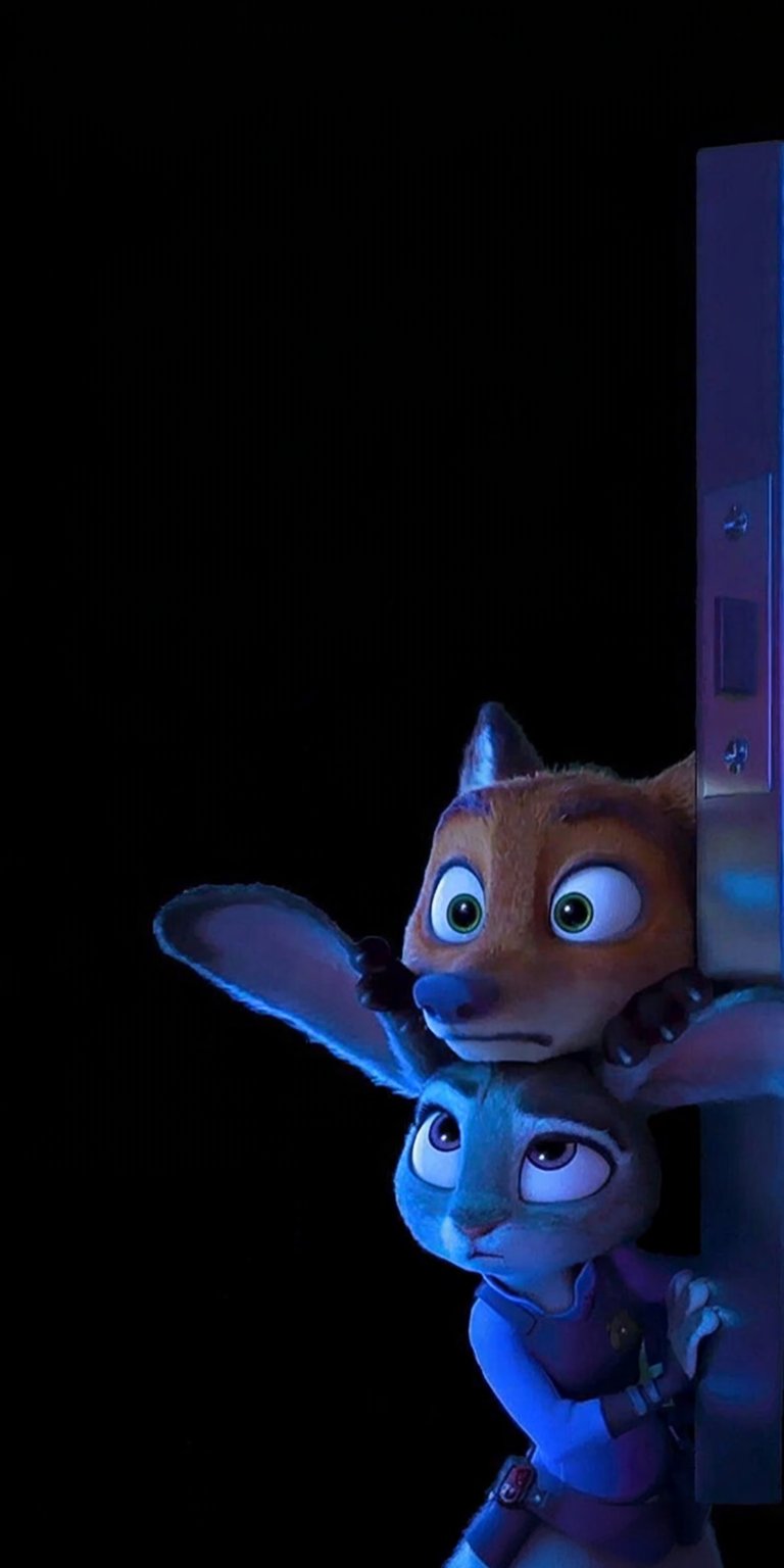 Download this stunning Nick and Judy 4K wallpaper for your iPhone, featuring the pair peering from behind a doorway. Notice Judy's blue police uniform and Nick's concerned expression, making this wallpaper a must-have for fans.