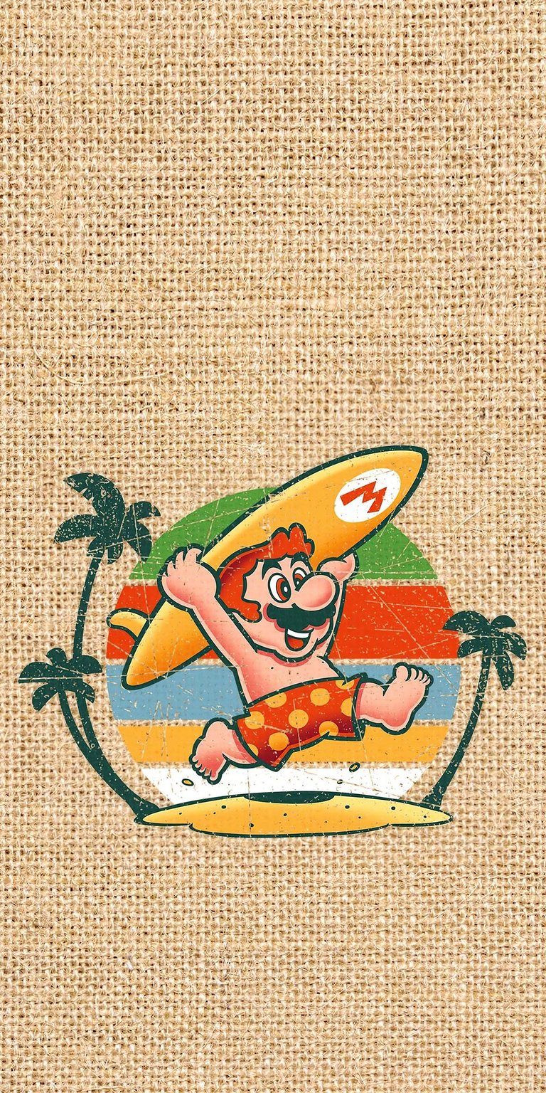 Super Mario surfing vacation wallpaper iOS 4K