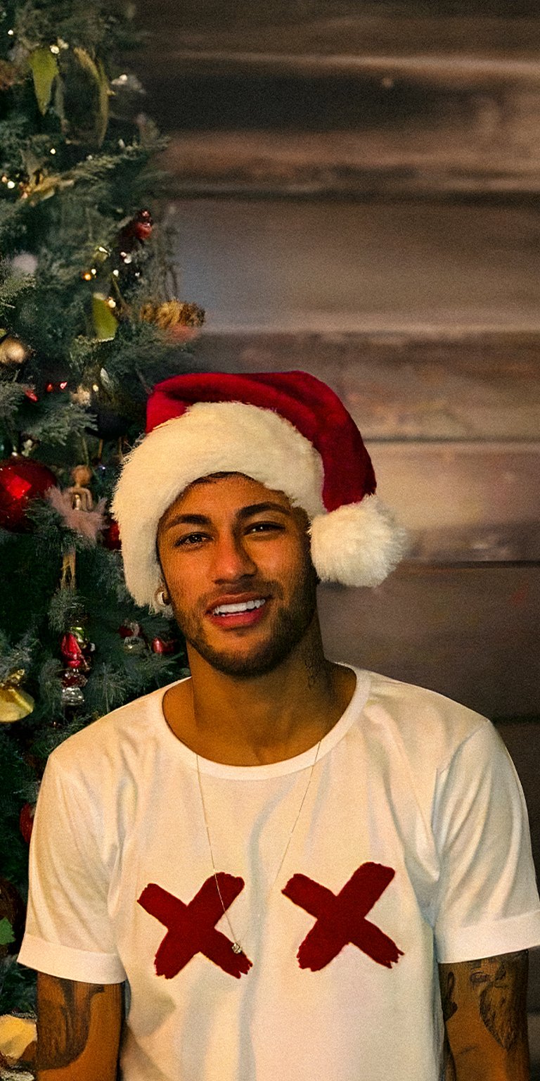 Neymar Jr wearing christmas hat wallpaper