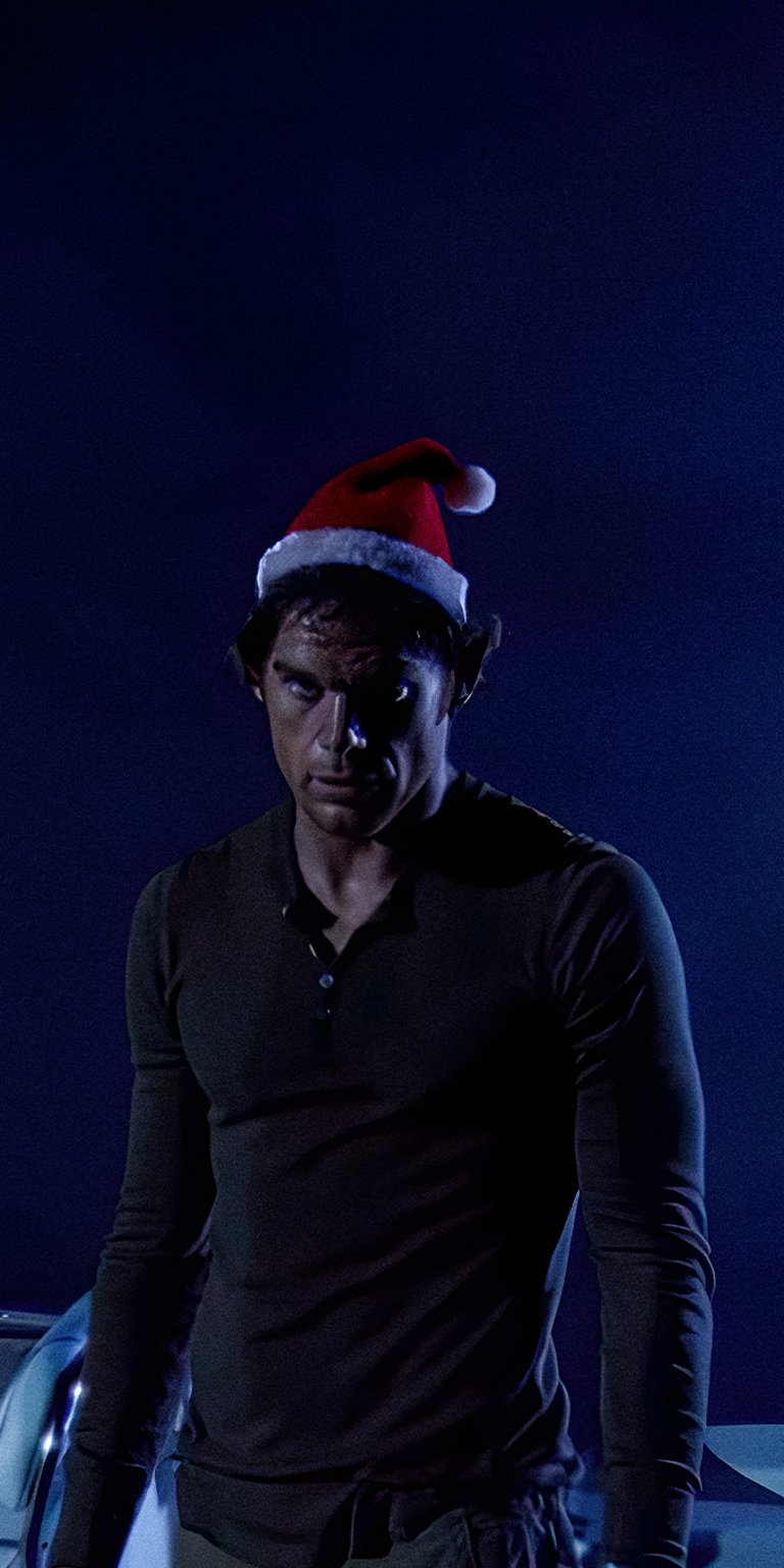Dexter Morgan christmas hat aesthetic lockscreen wallpaper