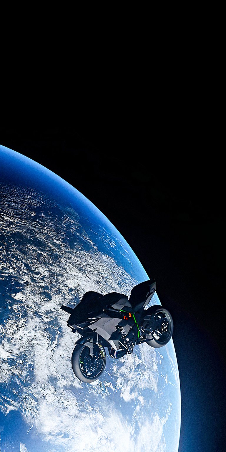 Ninja H2R in space wallpaper for iPhone