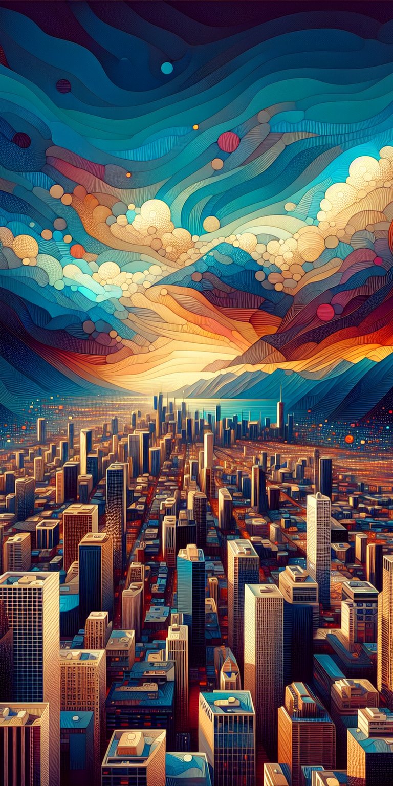 Abstract sky with city buildings wallpaper