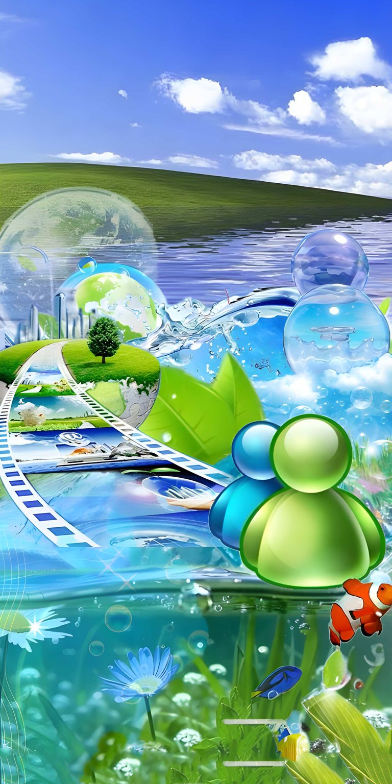 Download this MSN Messenger wallpaper in stunning 4K resolution for your iPhone today. This wallpaper features a globe, cartoon fish, and a winding green road.