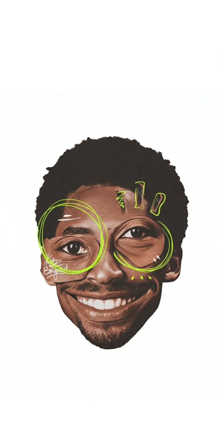 Download this Kobe Bryant 4K wallpaper for your iPhone, showcasing a unique, illustrative style. This wallpaper features bright neon green accents around the eyes and signature.