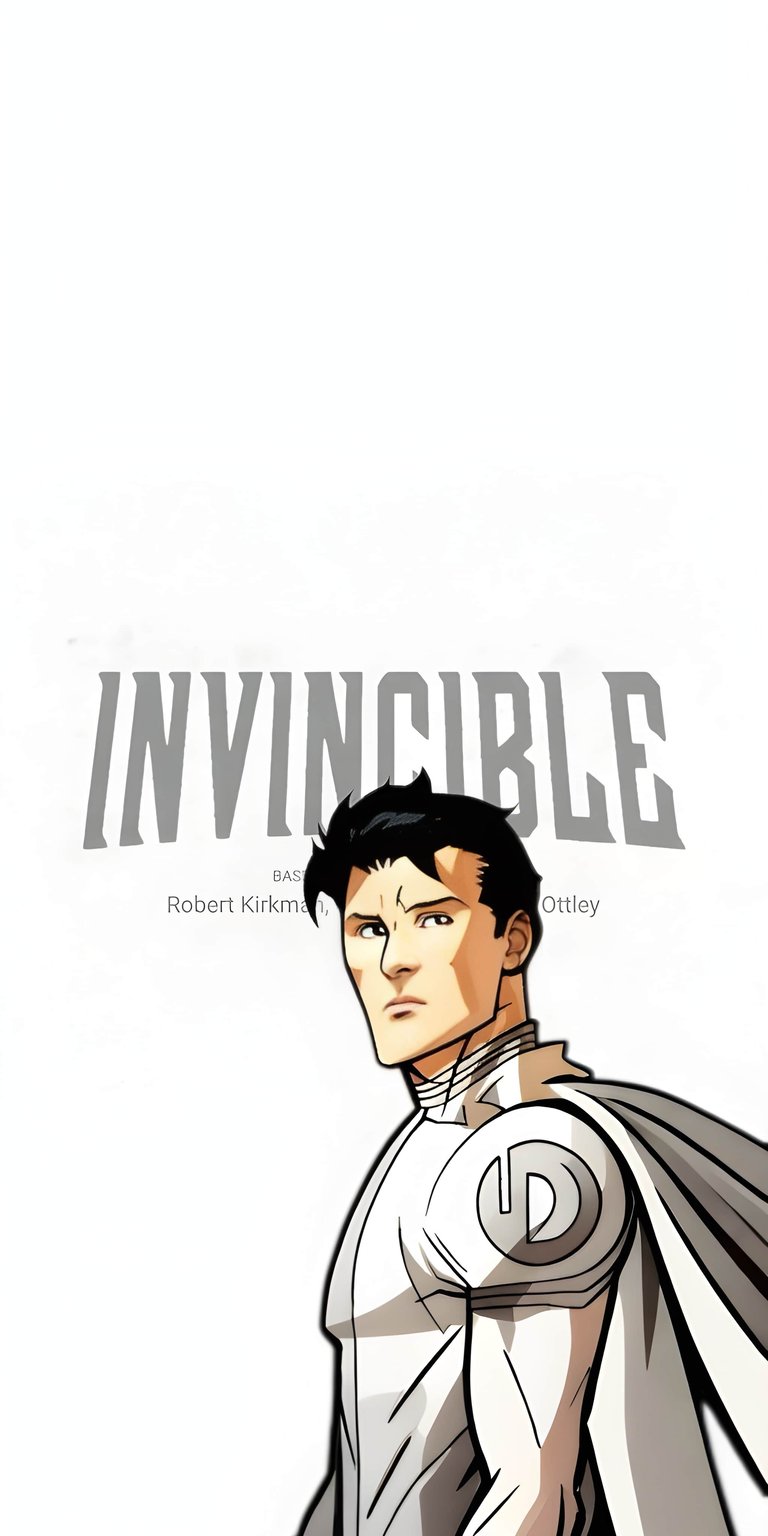 This 4K Invincible minimalist wallpaper features a clean, high-contrast design perfect for any superhero fan's iPhone. The wallpaper showcases a bold red background and sharp character art with bright, vibrant tones.