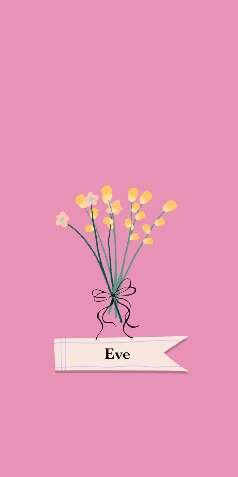 pink illustration flower yellow ribbon tulip daffodil name eve