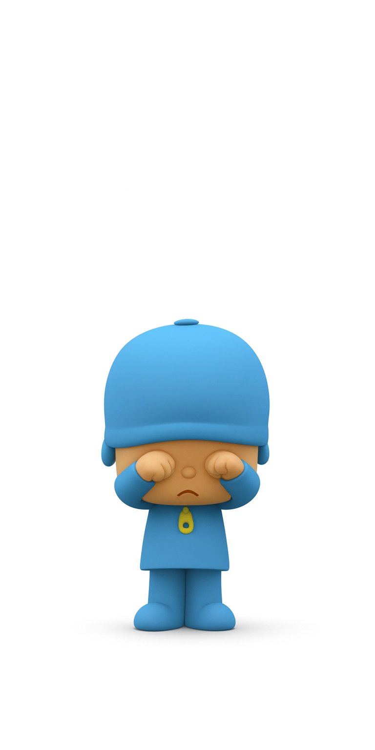 Download this cute Pocoyo 4K wallpaper for your iPhone. This wallpaper features the character in his iconic blue outfit, covering his eyes with his hands.