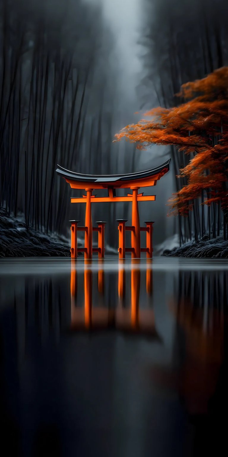 Japanese statue dark iPhone wallpaper 4K