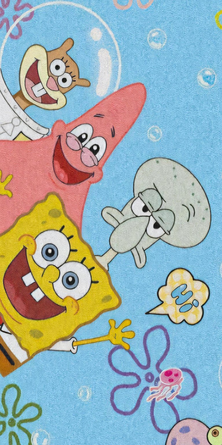 SpongeBob SquarePants characters iPhone wallpaper 4K