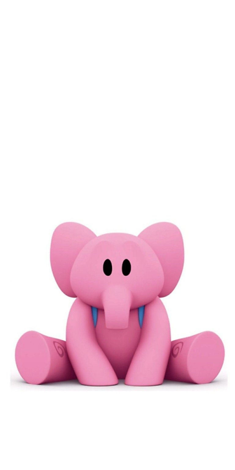 Download this delightful Ellie wallpaper in 4K for your iPhone, showcasing the pink elephant-like character with its distinct blue straps and seated posture. This crisp and cheerful wallpaper brings a touch of playful charm to your device.