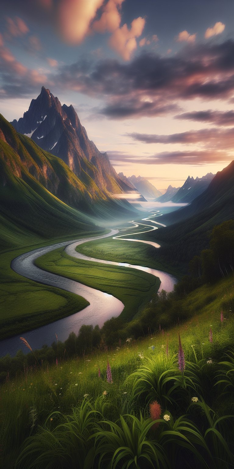 Sunset in the valley phone wallpaper