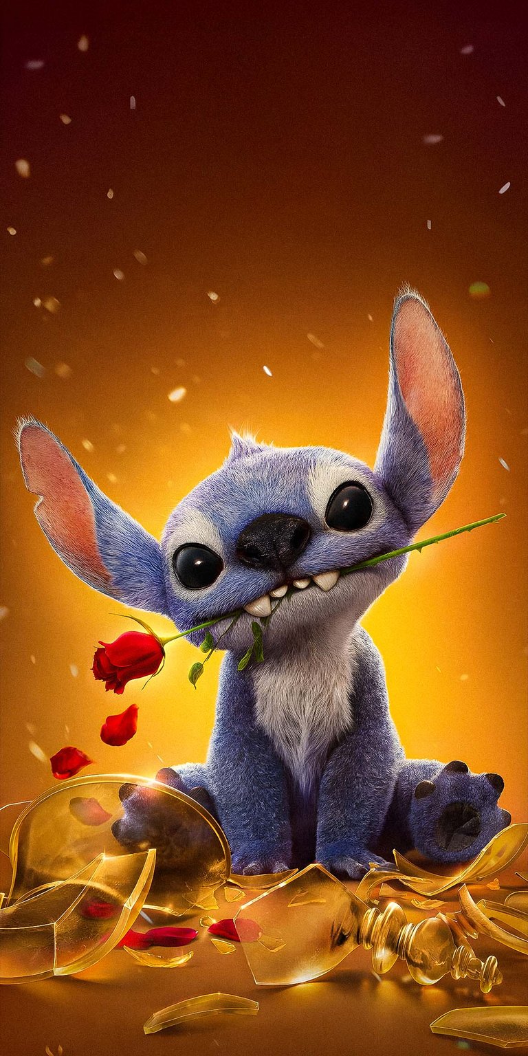Stitch with rose wallpaper for iPhone HD