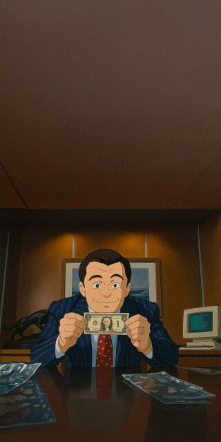 The Wolf of Wall Street Leonardo DiCaprio Ghibli Style Wallpaper mobile HD