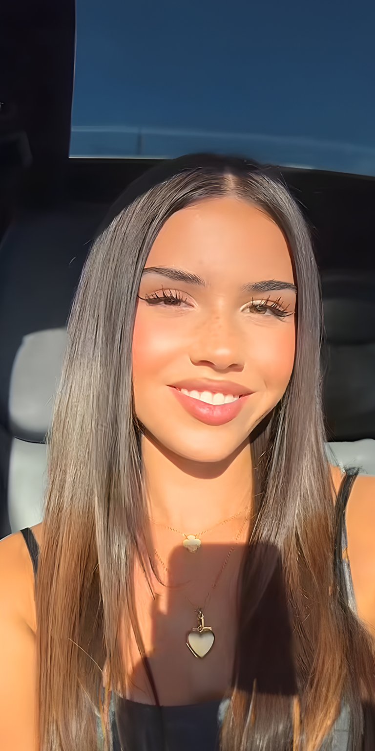 car girl hair woman car window smile selfie brunette tiktok leah halton