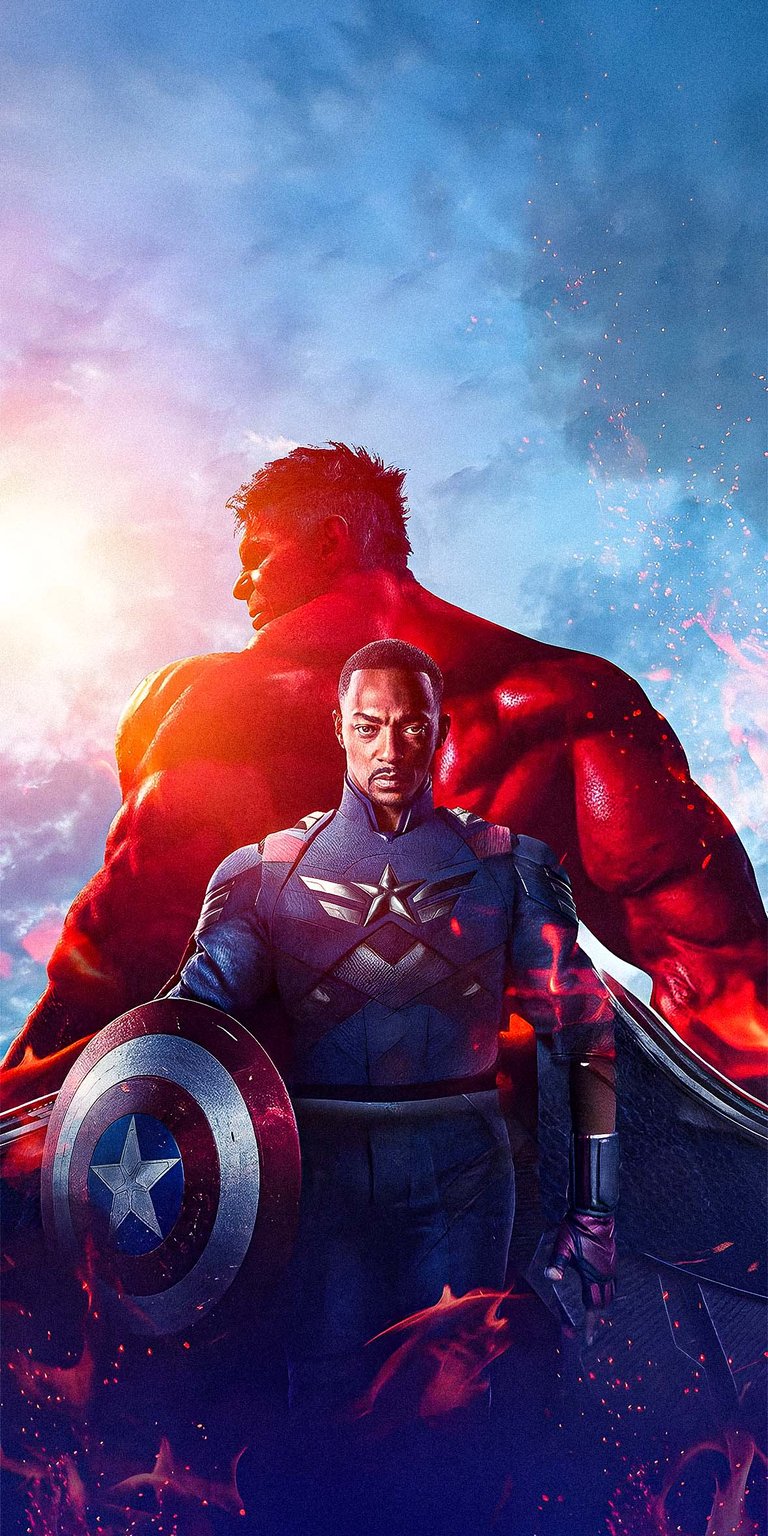 Captain America Sam Wilson vs Red Hulk wallpaper for mobile